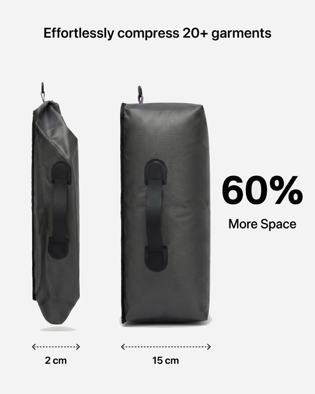 Lavnex AirPack Vacuum Bag before and after compression showing 60% more space
