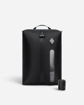 Front view of Lavnex Still Vac™ Jet Black vacuum compression bag with VoxAir Pro™ portable air pump showing sleek design and smart compression system