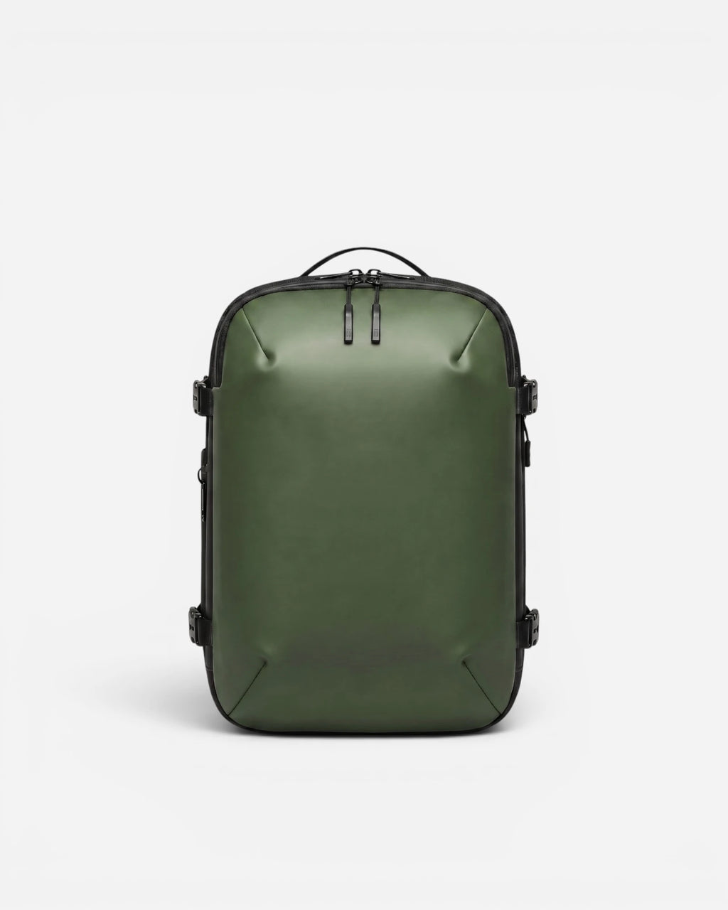 Front view of Lavnex ZoraPack Mini™ backpack in Forest Olive color with matte finish and minimalist design