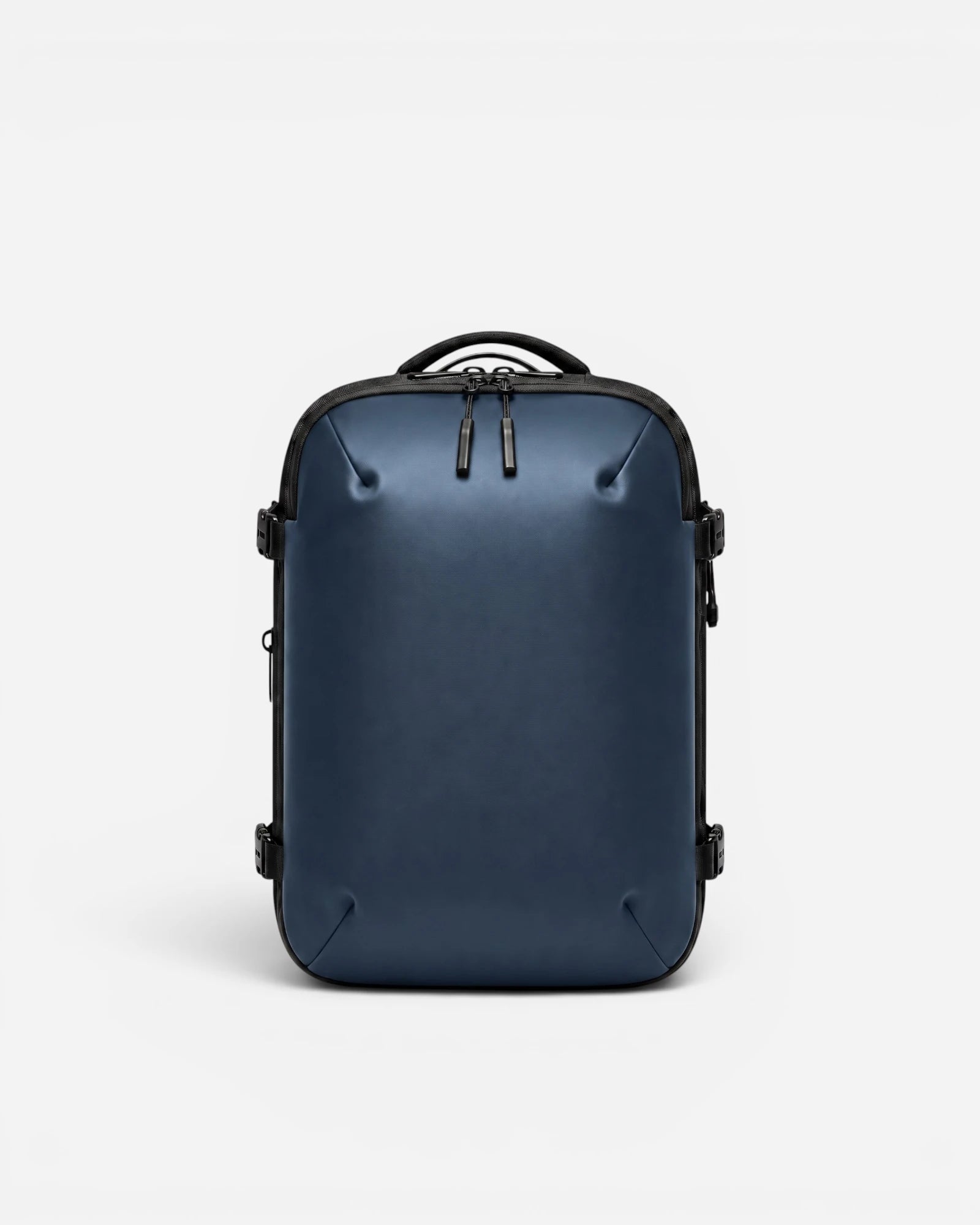 Front view of Lavnex ZoraPack Mini™ backpack in Midnight Navy color with matte finish and minimalist design