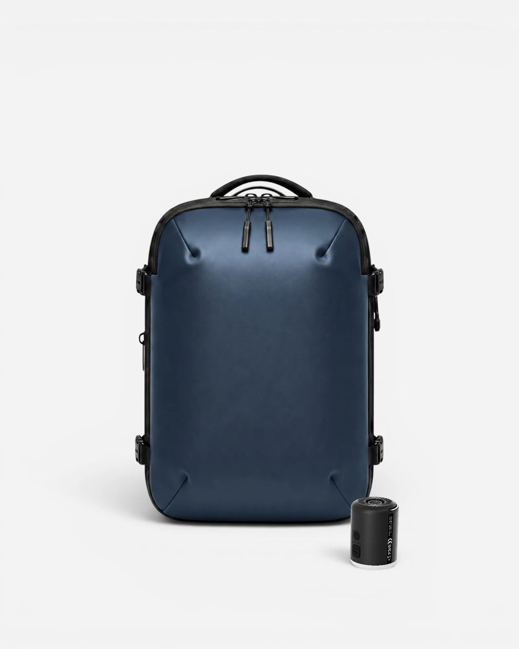 Front view of Lavnex ZoraPack Mini™ backpack in Midnight Navy color with matte finish and minimalist design