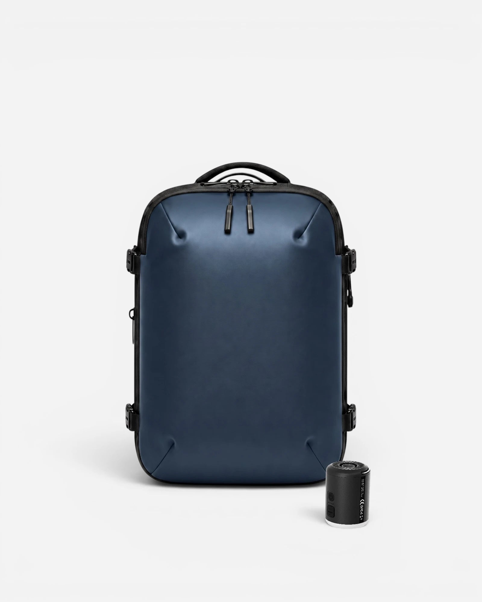 Front view of Lavnex ZoraPack Mini™ backpack in Midnight Navy color with matte finish and minimalist design