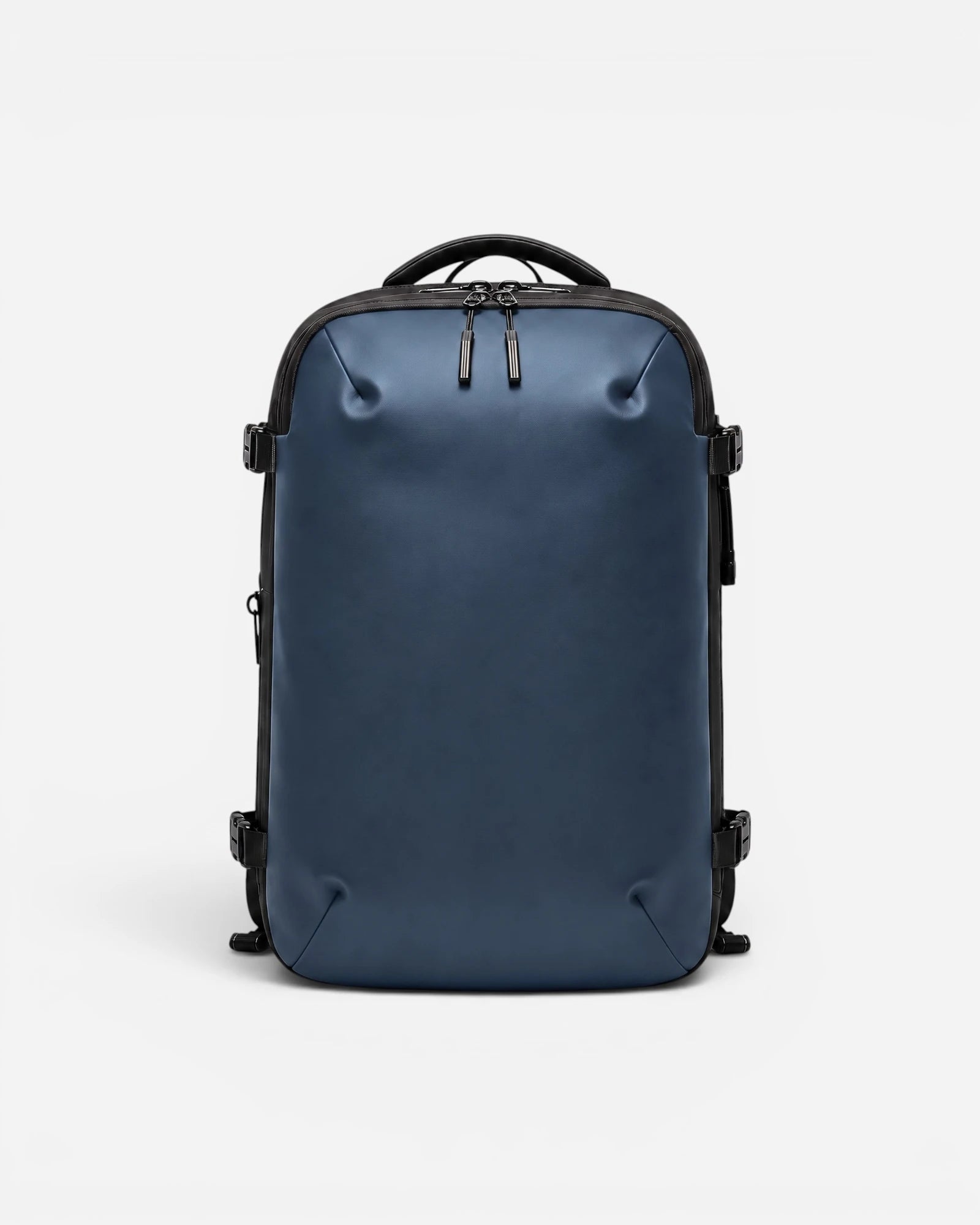 Front view of Lavnex ZoraPack Pro backpack in Midnight Navy color with matte finish and minimalist design