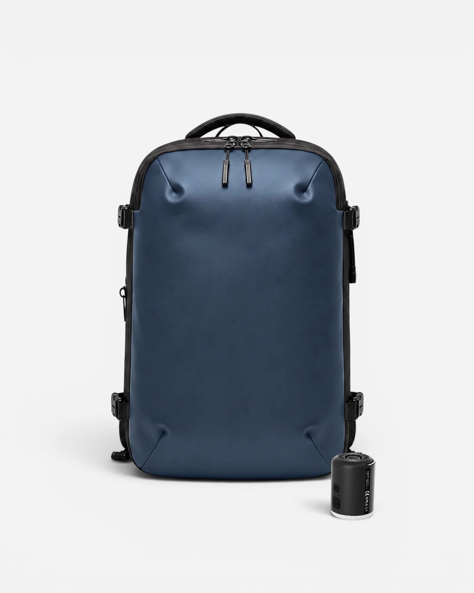 Front view of Lavnex ZoraPack Pro backpack in Midnight Navy color with matte finish and minimalist design