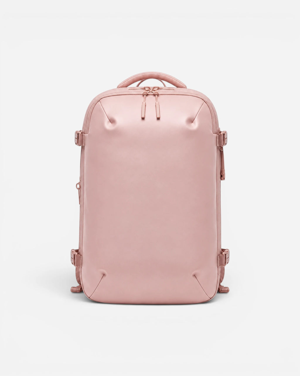 Front view of Lavnex ZoraPack Pro backpack in Rose Blush color with matte finish and minimalist design