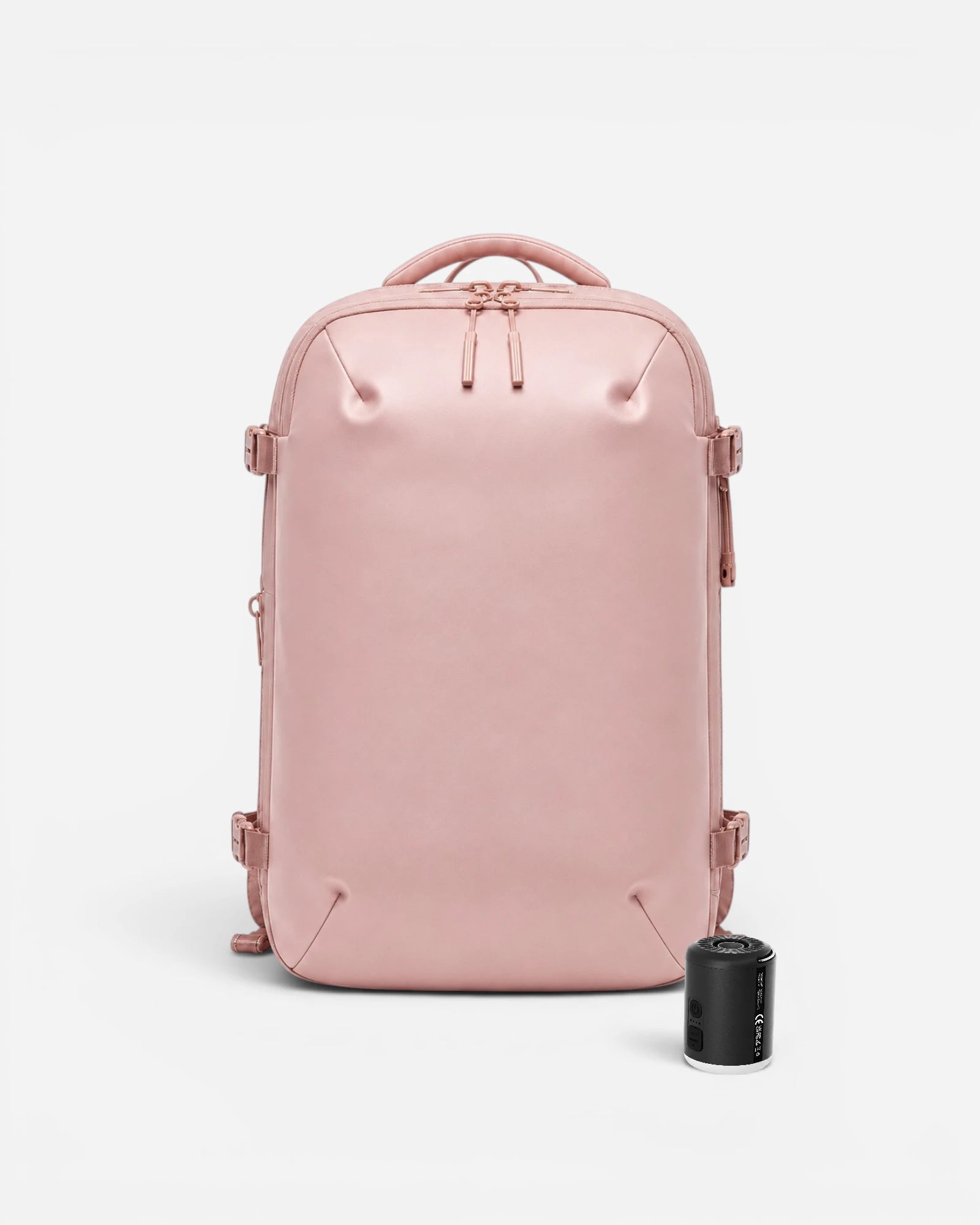 Front view of Lavnex ZoraPack Pro backpack in Rose Blush color with matte finish and minimalist design