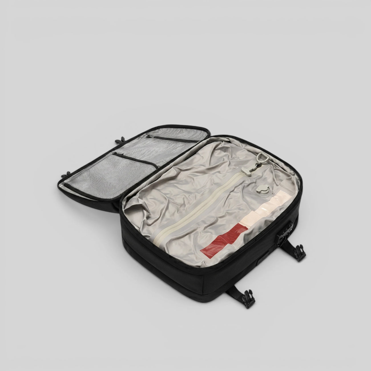 Open view of Lavnex ZoraPack Pro backpack showing spacious compression compartment and mesh organizer